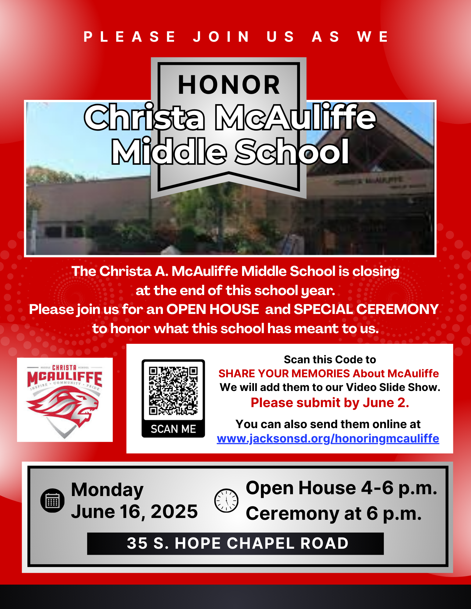  Honoring McAuliffe Flyer