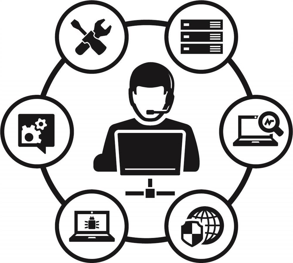  tech support icon showing graphics of tech devices